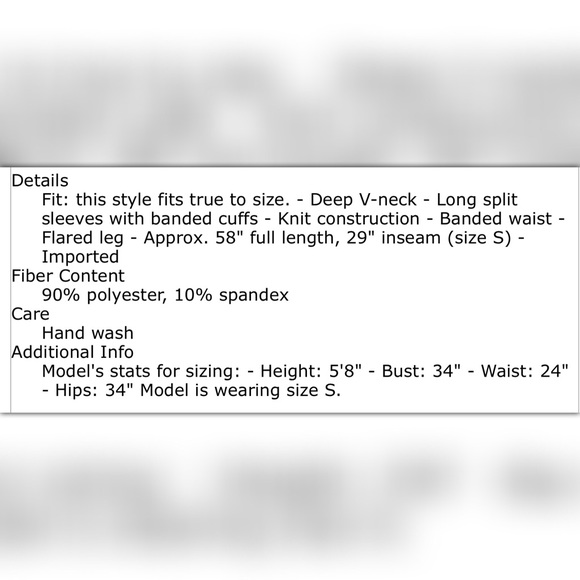 Split Sleeve Jumpsuit w/Deep V Neck & Flared Leg - Picture 6 of 6